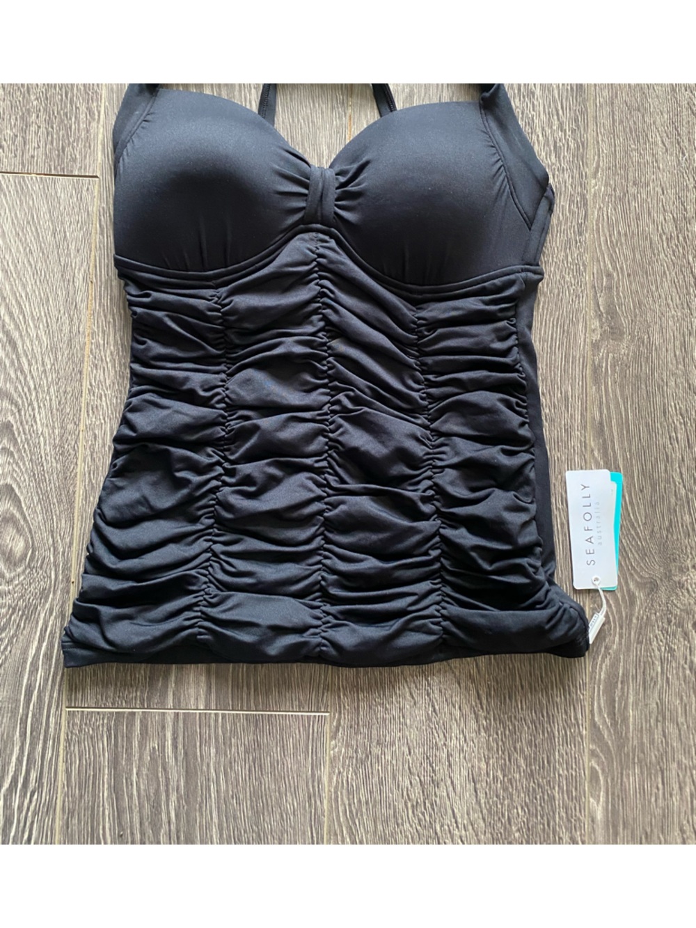 Seafolly Black Halter Singlet Tankini Top